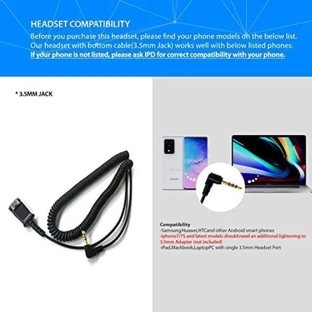 Alt view image 2 of 5 - IPD IPH-165 Phone Headset with Noise Cancelling Microphone and 3.5mm Jack (4 Poles) for for Android Cell Phones,Laptop,Tablet,Apple MacBook and Other Smart Devices