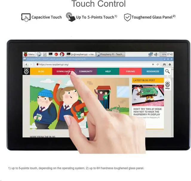 Alt view image 3 of 5 - Ingcool 7inch HDMI LCD with Case for Raspberry Pi Capacitive Touchscreen 1024x600 IPS Display Screen Monitor Compatible with Raspberry Pi 4B/3B+/3B/Zero/Jetson Nano Support Windows 10/8.1/8/7