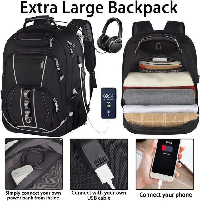 Alt view image 4 of 5 - JCDOBEST 18.4 inch Gaming Laptop Backpacks with USB Charging Port, Big Capacity TSA Friendly RFID Anti Theft Pocket College Heavy Duty Computer Work bag for Men
