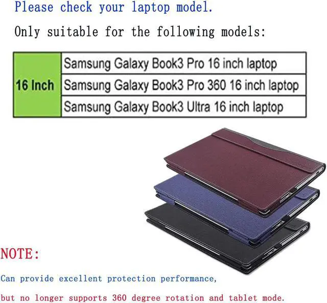 Alt view image 2 of 5 - Laptop Cover for 16 Inch Samsung Galaxy Book3 Pro/Galaxy Book3 Pro 360/Galaxy Book 3 Ultra CasePU Leather Laptop Bag Protective Shell Accessories (Wine Red)