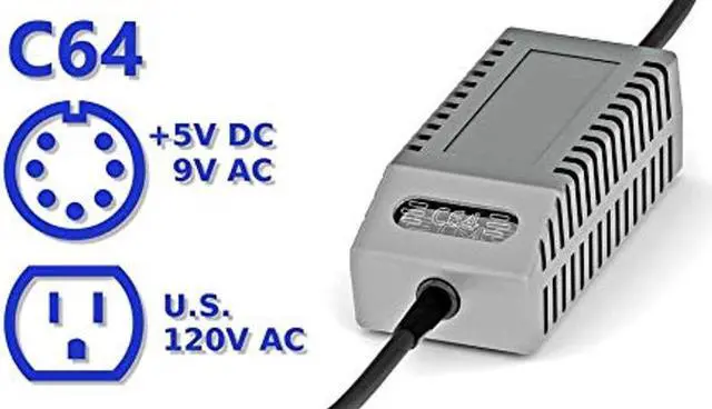 Alt view image 2 of 5 - C64 PSU Modern Gray US - Replacement Commodore 64 Power Supply, US Plug