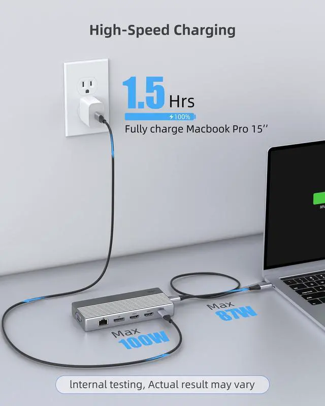 Alt view image 5 of 5 - Docking Station, USB C Docking Station(13-in-1) Support Dual/Triple Display with Dual HDMI, DP, VGA, 100W PD, Gigabit Ethernet, 4USB, SD/TF Card Reader, 3.5mm Audio Multi-Port for Laptop and More