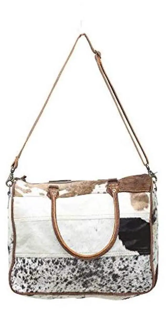 Alt view image 2 of 4 - Myra Bags Genuine Leather with Cowhide Laptop Bag S-0728, Tan, Khaki, Brown, One_Size
