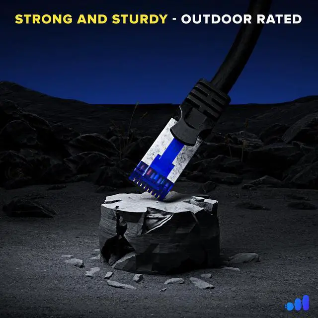 Alt view image 3 of 5 - Maximm Cat6 Heavy Duty Outdoor Cable 200 ft - Black - Zero Lag Pure Copper, Waterproof Ethernet Cable Suitable for Direct Burial Installations.