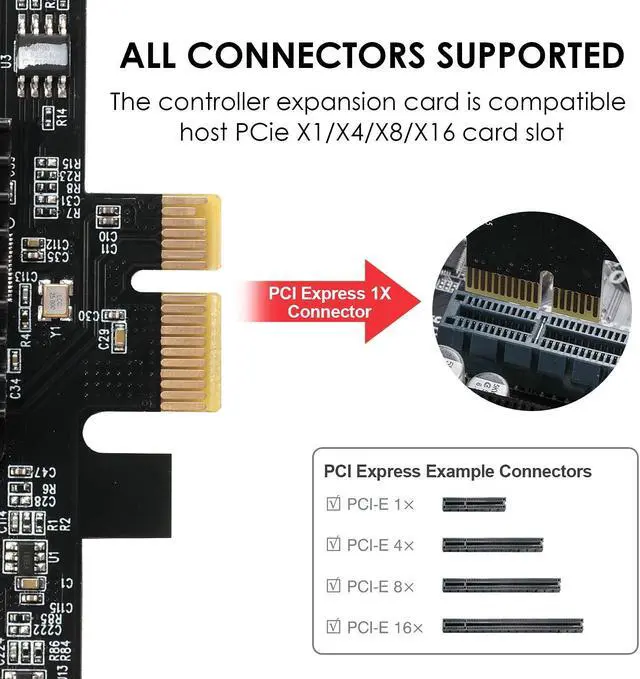Alt view image 3 of 5 - MZHOU PCle 16-Port SATA III Controller Expansion Card, 6Gbps X1/X4/X8/X16, Supports 16 SATA Devices with Cables and Low Profile Bracket (ASM1064 Chip)