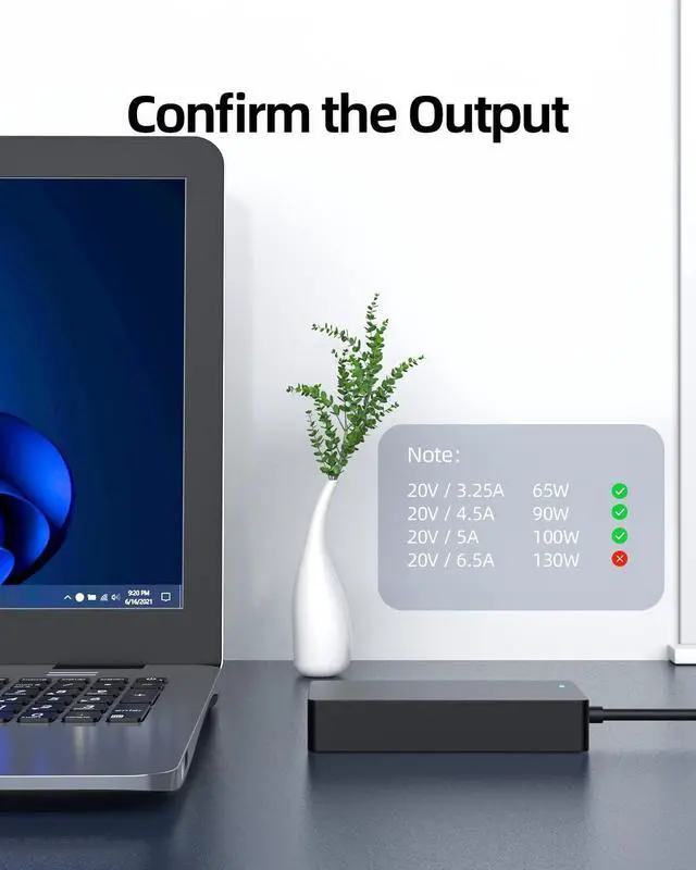 Alt view image 3 of 5 - 100W AC Charger Compatible with Asus Zenbook 14x OLED Q410V Q410 Q410VA Q410VA-EVO.I5512 Laptop Power Supply Adapter Cord