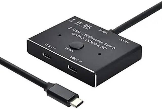 Alt view image 2 of 5 - NFHK USB-C Type-C Bi-Direction Switch MST 1 to 2 Hub Support Video Data PD 8K@30hz 100W 10Gbps