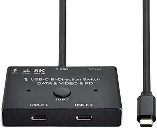 Alt view image 3 of 5 - NFHK USB-C Type-C Bi-Direction Switch MST 1 to 2 Hub Support Video Data PD 8K@30hz 100W 10Gbps