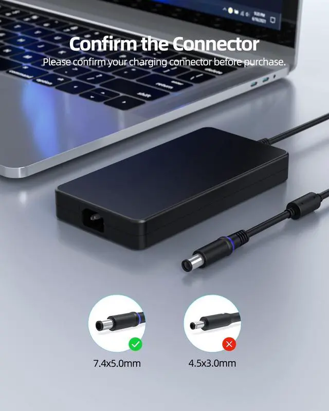 Alt view image 3 of 5 - 240W 180W AC Charger Fit for Dell Precision 7760 7560 P44E002 P93F002 Laptop Power Adapter Supply Cord