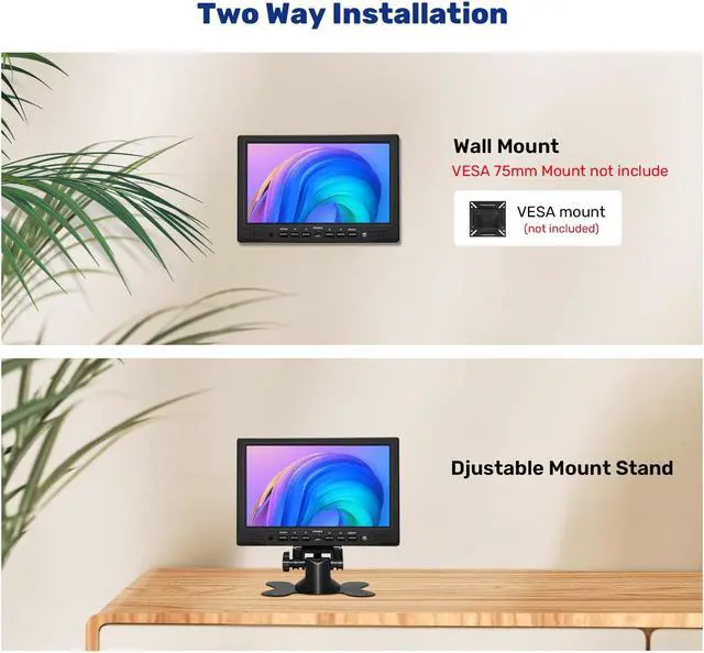 Alt view image 3 of 5 - OSCY 7 Inch Small Monitor 1024x600 Mini Monitor, HDMI VGA AV Tiny Monitor