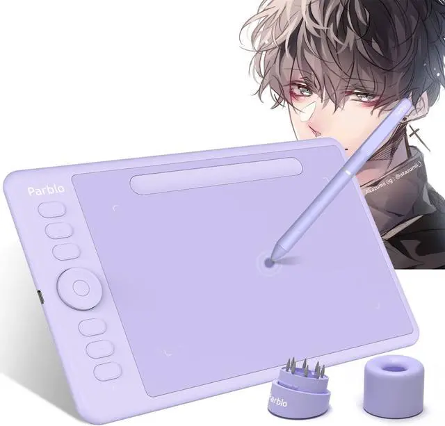 Main image of Parblo Graphic Drawing Tablet with Drawing Glove 8192 Levels Battery-Free Stylus, 7 x 4 Inch Drawing Pad for Computer, Design & Online Teaching