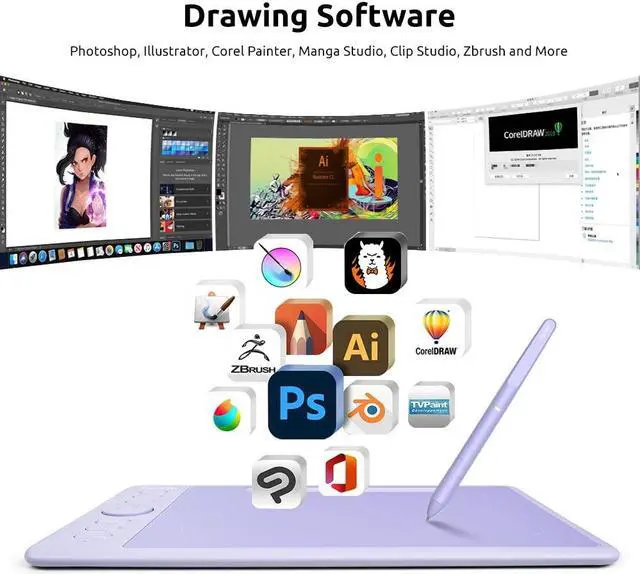 Alt view image 5 of 5 - Parblo Graphic Drawing Tablet with Drawing Glove 8192 Levels Battery-Free Stylus, 7 x 4 Inch Drawing Pad for Computer, Design & Online Teaching