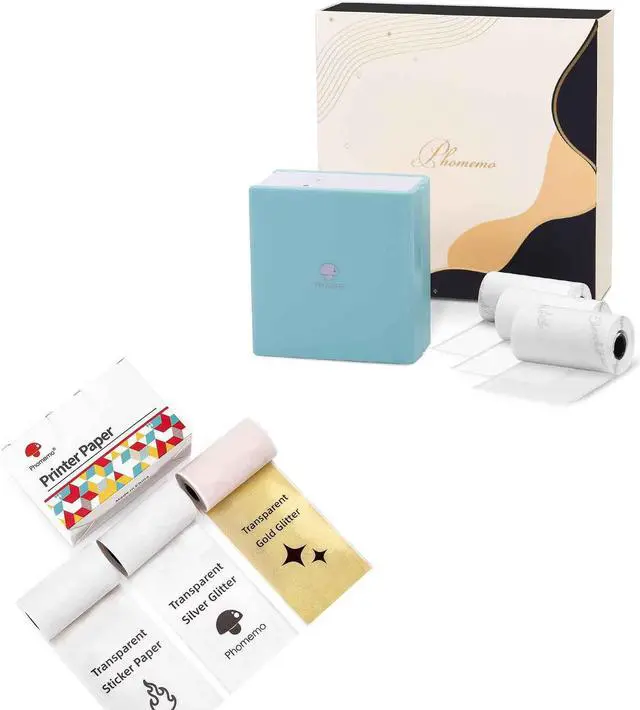 Main image of Phomemo M02 Pocket Printer- Thermal Bluetooth Mini Phone Printer, for DIY Creation, Study Notes, Memo, List, Work Plan, Gift, Cyan