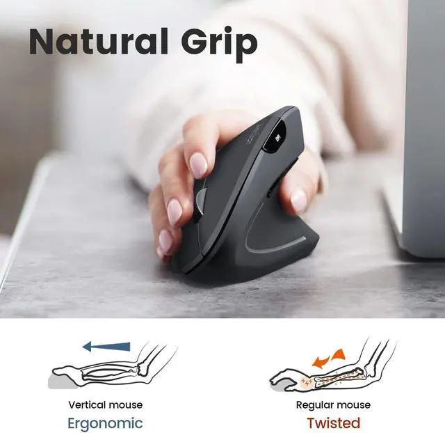 Alt view image 3 of 5 - Perixx PERIDUO-813B US, Wireless Ergonomic Compact Keyboard & Vertical Mouse - Bundle with a 6-Button Ergonomic Vertical Mouse - Black - US English...