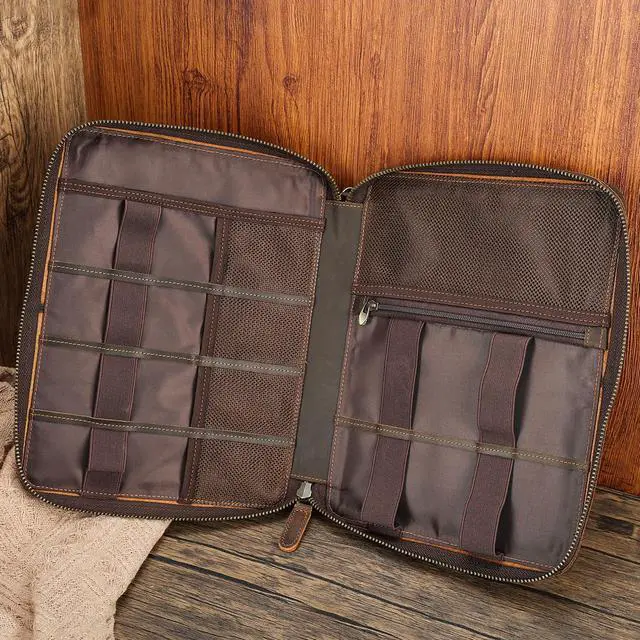 Alt view image 5 of 5 - Polare Full Grain Leather Travel Cable Organizer Case Electronics Accessories Carry Bag with YKK Zippers Tech Storage Bag for Cables, Power Bank, USB, SD Card, Travel Essentials