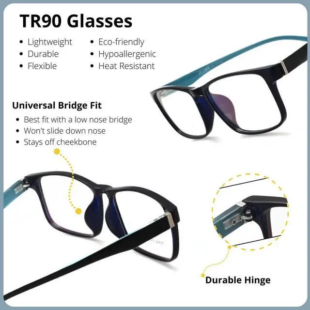 Alt view image 5 of 5 - ProEyes Concord, Big Men Progressive Blue Light Blocking Readers, Anti-Reflective, 0 Power on Top Lens (Black, 2.75)