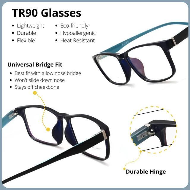 Alt view image 5 of 5 - ProEyes Concord, Big Men Progressive Blue Light Blocking Readers, Anti-Reflective, 0 Power on Top Lens (Blue, 1.00)