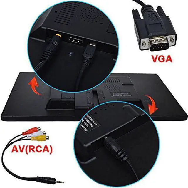 Alt view image 4 of 5 - PONPY 10.1" Ultra Thin 16:9 HD 1024x600 TFT LCD Color Display Touch Button Monitor Screen with AV HDMI VGA Video Input for Raspberry Pi 3B+ / Mini PC Display/Home Security/CCTV Camera