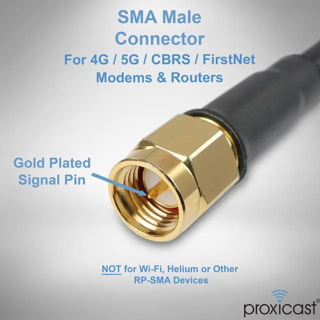 Alt view image 2 of 5 - Proxicast 5-8 dBi 4G/5G External Magnetic High Gain Cell Antenna Compatible with Cisco, Cradlepoint, Netgear, Pepwave, MoFi, Digi, Sierra and Other Routers & Modems with SMA Connectors ANT-006-SMA-2PK
