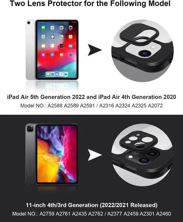 Alt view image 2 of 5 - ProtUTab 10.9 inch Case Compatible with iPad Air 4/5th Gen (2020/2022 Released) Case with Pencil Holder, Detachable Case Compatible with Apple iPad Pro 11inch 4th/3rd Gen (2022/2021 Released), Black