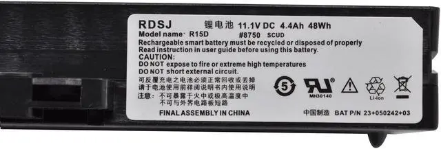 Alt view image 2 of 5 - R15D 6-Cell Laptop Battery for Averatec R14kt1#8750 Scud 23+050272+12 R15d R15b #8750 Scud Durabook R14s R15d R15g R15c R15gn R15 S15 S14 S13 Hasee A180 A220 A211C 23+050272+10 23+050272+11 11.1V 48Wh