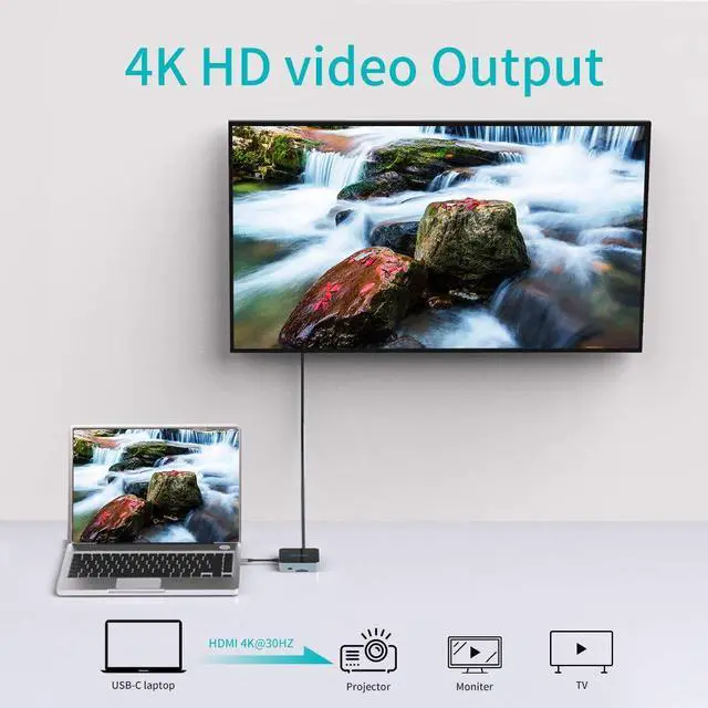 Alt view image 4 of 5 - USB C Hub Docking Solution,Delippo 8 in 1 with Charger dongles Gigabit Ethernet Port, PD Type C Charging,4K HDMI,1080 VGA, SD TF Card Reader, 2 USB A Ports