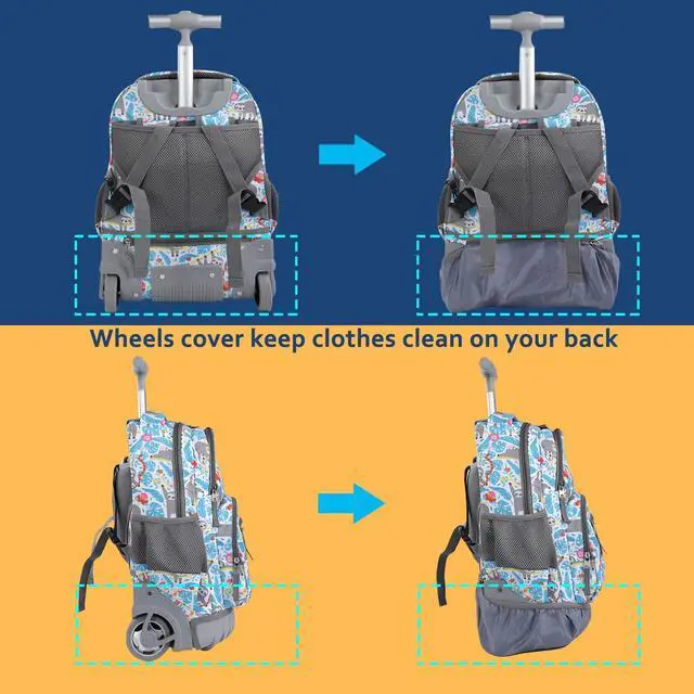 Alt view image 5 of 5 - seastig Rolling Backpack 16 Inch Wheeled Backpack Laptop Backpack Carry-on Backpack School College Travel