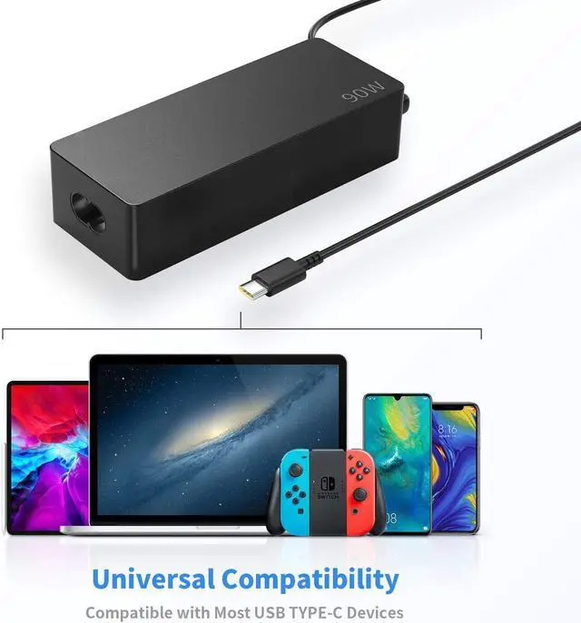Alt view image 4 of 5 - QYD 90W USB C Laptop Charger for Lenovo Yoga Series 380 720 730 910 920 930 X61S X270 X280X 290 X380 X140e X390 X395 C740-14 C930 730-13IKB 730-15IKB 910-13IKB 720-13IKB Type-C Power Adaper Supply