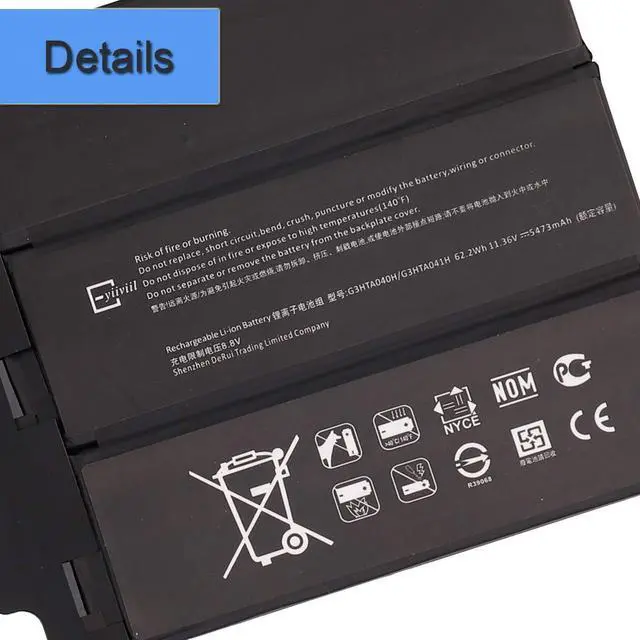 Alt view image 3 of 5 - E-YIIVIIL Keyboard Battery G3HTA041H G3HTA040H Compatible with Microsoft Surface Book 2 15 Inch Performance Base