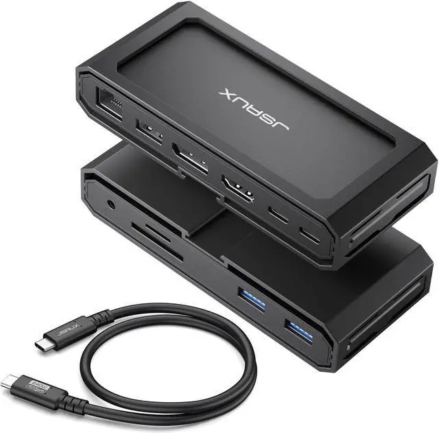 Main image of JSAUX USB-C Laptop Docking Station, 11-in-1 Dock with 8K@30Hz HDMI and DP, 100W PD, USB C and 3 USB A, Gigabit Ethernet, 3.5mm Audio, SD/TF Reader Compatible with Steam Deck, MacBook,ROG Ally-HB1101