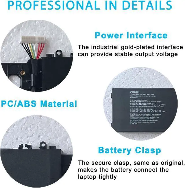 Alt view image 4 of 5 - OUWEE RC30-0287 Laptop Battery Compatible with Razer Blade Pro 17 2019 2020 RZ09-0287 RZ09-02876 RZ09-02877 RZ09-02878 RZ09-02876E92-R3U1 RZ09-03295 RZ09-03297 Series 4ICP4/62/115 70.5Wh