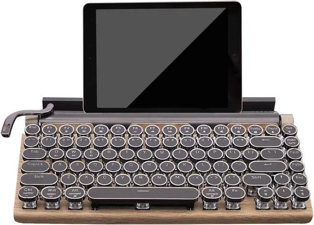 Main image of Itigoitie Retro Mechanical Keyboard, Punk Bluetooth Wireless & Wired, 75% Layout, LED Backlit, Round Keycaps, 83 Keys, for iOS/Android/Windows/Mac/iPad, Wood Color