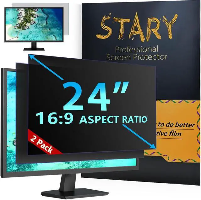 Main image of [2 Pack] 24 Inch Computer Privacy Screen for 16:9 Widescreen Monitor,Eye Protection Anti Glare Blue Light Computer Monitor Privacy Filter, Removable Anti Spy -Scratch 24 Inch Protector Film