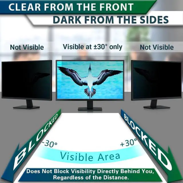Alt view image 2 of 5 - [2 Pack] 24 Inch Computer Privacy Screen for 16:9 Widescreen Monitor,Eye Protection Anti Glare Blue Light Computer Monitor Privacy Filter, Removable Anti Spy -Scratch 24 Inch Protector Film