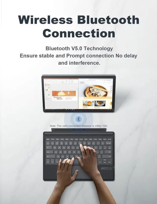 Alt view image 4 of 5 - TOMSENN Surface Pro 7 Keyboard, Bluetooth 5.1, 7-Color Backlit Touchpad, Compatible with Surface Pro 7/7+/6/5/4/3