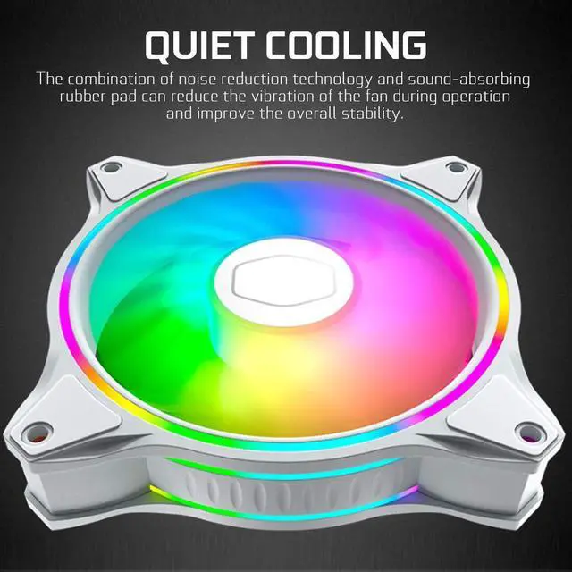 Alt view image 5 of 5 - MASTERFAN MF120 Halo 3 in 1 White Edition Case Fan ADDRESSABLE Gen2 RGB Lighting Quiet Chassis Fan Suitable for Computer Cases and Cold Row Radiators