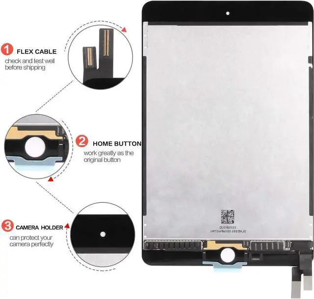 Alt view image 2 of 5 - for iPad Mini 4 2015 LCD Screen Replacement 7.9" for iPad Mini 4 A1538 A1550 Display Touch Digitizer Screen Assembly Repair Parts Kits Black (Without Home Button)
