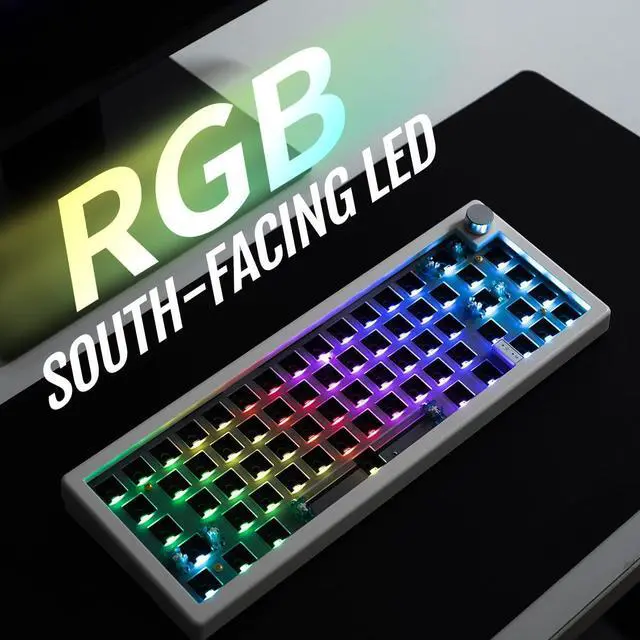 Alt view image 4 of 5 - SUEHIODHY GMK67 Gasket Mounted Mechanical Keyboard Kit,Hot-Swappable Bluetooth 5.0/2.4G/Type-C Tri-Mode 65% EVA Mat Customized RGB Keyboard Compatible with Windows/Mac(White)