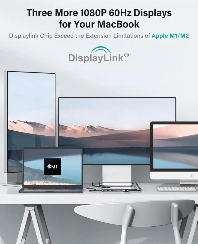 Alt view image 3 of 5 - UtechSmart USB C Docking Station Triple Monitor - Universal Laptop Docking Station 12 in 1 for Thunderbolt 3/4, USB C Dock with USB 3.0 and 4K HDMI for MacBook Pro/Air/M1/M2 & Windows Gray