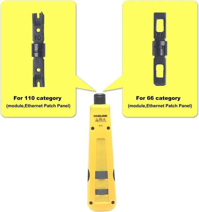 Alt view image 3 of 5 - VCELINK Punch Down Impact Tool with 110 and 66 Blades Bundle with 50-Pack RJ45 Cat6 90-Degree Keystone Jack Insert with Keystone Punch Down Stand Tool and 2-Pack Wire Stripper Cutter