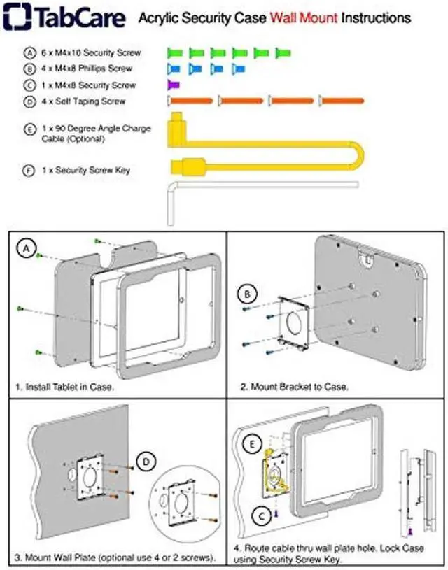 Alt view image 3 of 4 - TABcare Anti-Theft Acrylic VESA Enclosure for Apple iPad 5/6 9.7" with Free Wall Mount Kit & 90-Degree Angle Charge Cable (iPad 5/6 9.7", White)