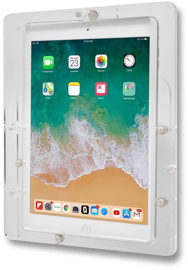 Alt view image 2 of 5 - TABcare Anti-Theft Acrylic VESA Enclosure for Apple iPad 7/8/9 10.2" with Free Wall Mount Kit & 90-Degree Angle Charge Cable (iPad 7/8/9 10.2", Clear)