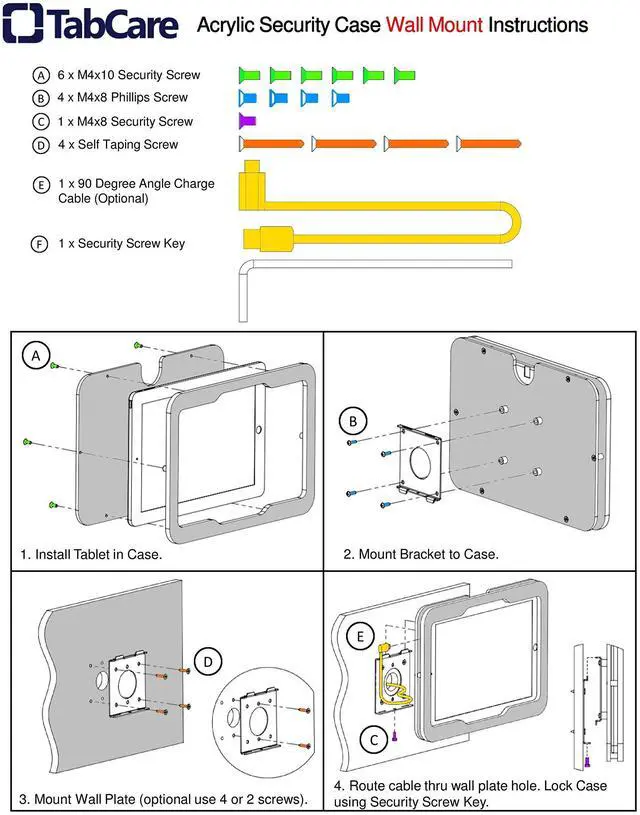 Alt view image 3 of 5 - TABcare Anti-Theft Acrylic VESA Enclosure for Apple iPad 7/8/9 10.2" with Free Wall Mount Kit & 90-Degree Angle Charge Cable (iPad 7/8/9 10.2", Clear)