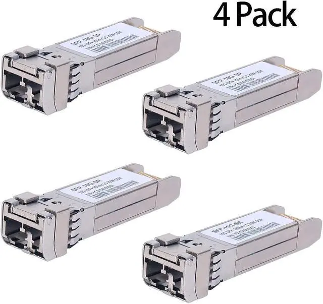 Alt view image 2 of 5 - 4Pack 10GBase-SR SFP+ Transceiver, SFP Multi-Mode LC Module, 10G 850nm MMF up to 300 Meters, Compatible with Cisco SFP-10G-SR,Meraki MA-SFP-10GB-SR,Ubiquiti UF-MM-10G,Mikrotik,Netgear,D-Link and More