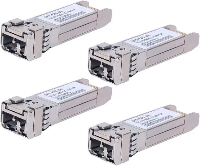 Main image of 4Pack 10GBase-SR SFP+ Transceiver, SFP Multi-Mode LC Module, 10G 850nm MMF up to 300 Meters, Compatible with Cisco SFP-10G-SR,Meraki MA-SFP-10GB-SR,Ubiquiti UF-MM-10G,Mikrotik,Netgear,D-Link and More