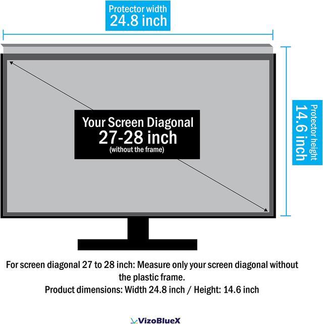 Alt view image 3 of 5 - VizoBlueX 27-28 inch Anti-Blue Light Filter for Computer Monitor. Blue Light Monitor Screen Protector panel (24.8"x14.6") Fits LCD TV PC Mac Monitors