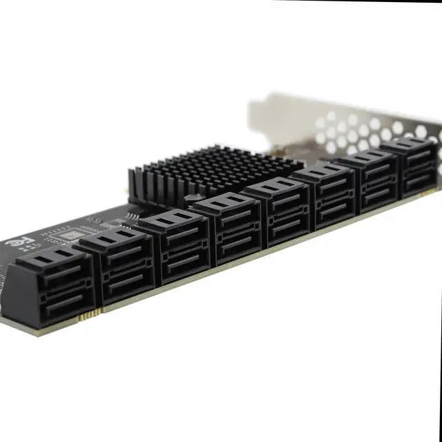 Alt view image 4 of 5 - SATA Expansion Card PCIe X1 to 16-Port SATA3.0 SSD 6Gbps Controller Adapter Card with 2X 8 to 8 Bundle Cables for Win10/8/7/XP/Vista/Linux (16 Port SATA)