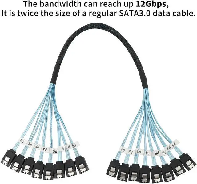 Alt view image 5 of 5 - SATA Expansion Card PCIe X1 to 16-Port SATA3.0 SSD 6Gbps Controller Adapter Card with 2X 8 to 8 Bundle Cables for Win10/8/7/XP/Vista/Linux (16 Port SATA)