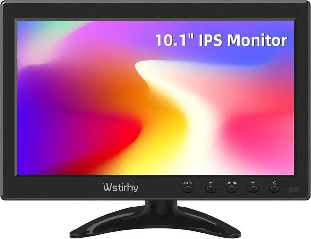 Main image of Wstirhy 10.1 inch Small IPS HDMI Monitor, 1366x768 Resolution, Small Monitor with HDMI VGA Ports, Mini Monitor for Computer, Kitchen Monitor, Built-in Speaker