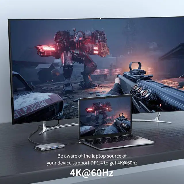 Alt view image 2 of 5 - UtechSmart 12 in 1 USB C Dock - Triple Display with 2*4K@60Hz HDMI, DisplayPort, 100W PD, 4 USB Ports, RJ45 Ethernet, SD/TF for MacBook, Dell, HP, Lenovo, Huawei